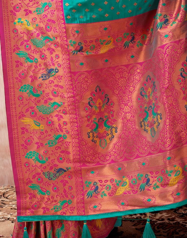 Rama Green Silk Plain Saree