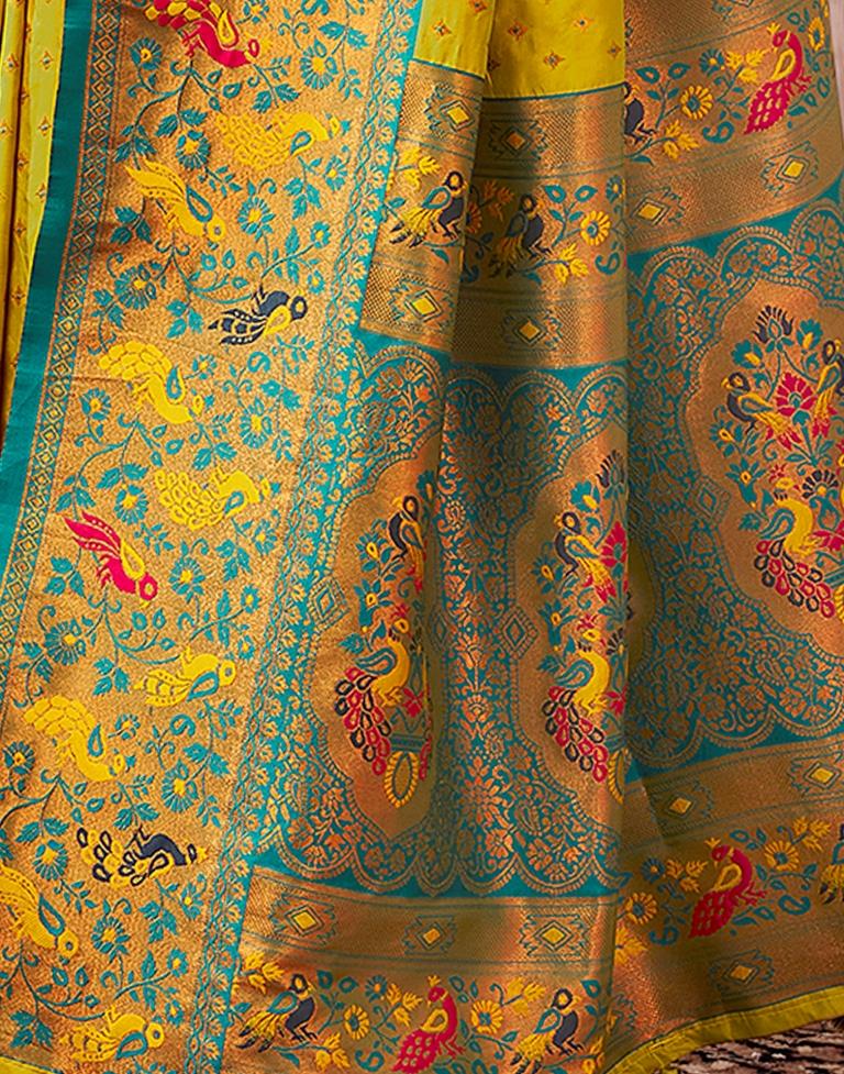 Lime Green Silk Plain Saree