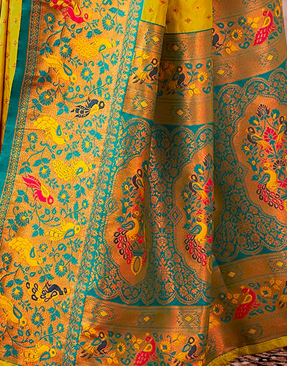 Lime Green Silk Plain Saree