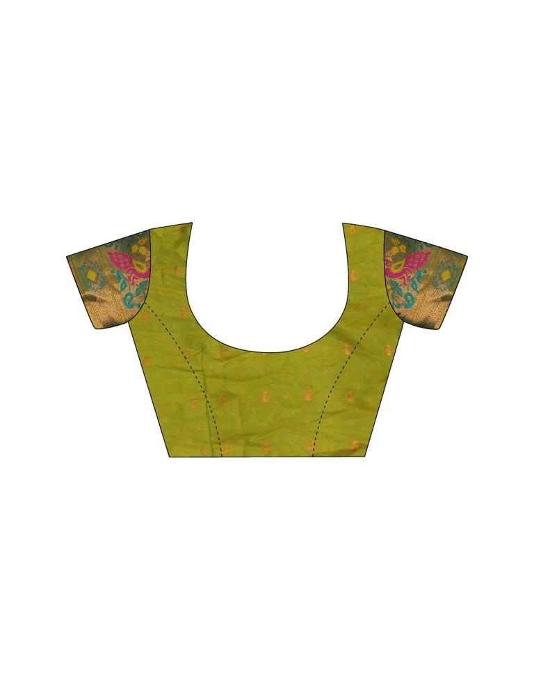 Lime Green Silk Plain Saree