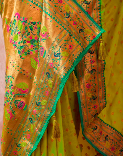 Neon Green Silk Plain Saree
