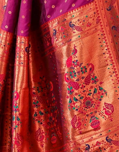 Wine Silk Plain Saree