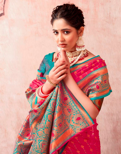 Rani Pink Silk Plain Saree