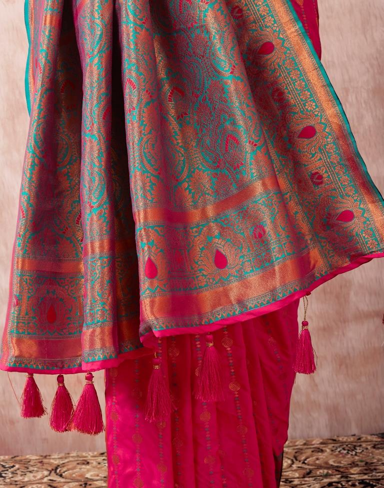 Rani Pink Silk Plain Saree