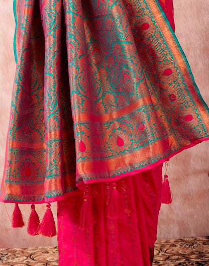 Rani Pink Silk Plain Saree