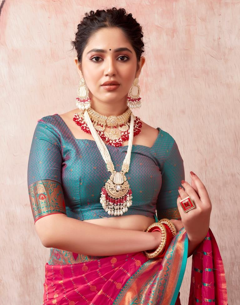 Rani Pink Silk Plain Saree