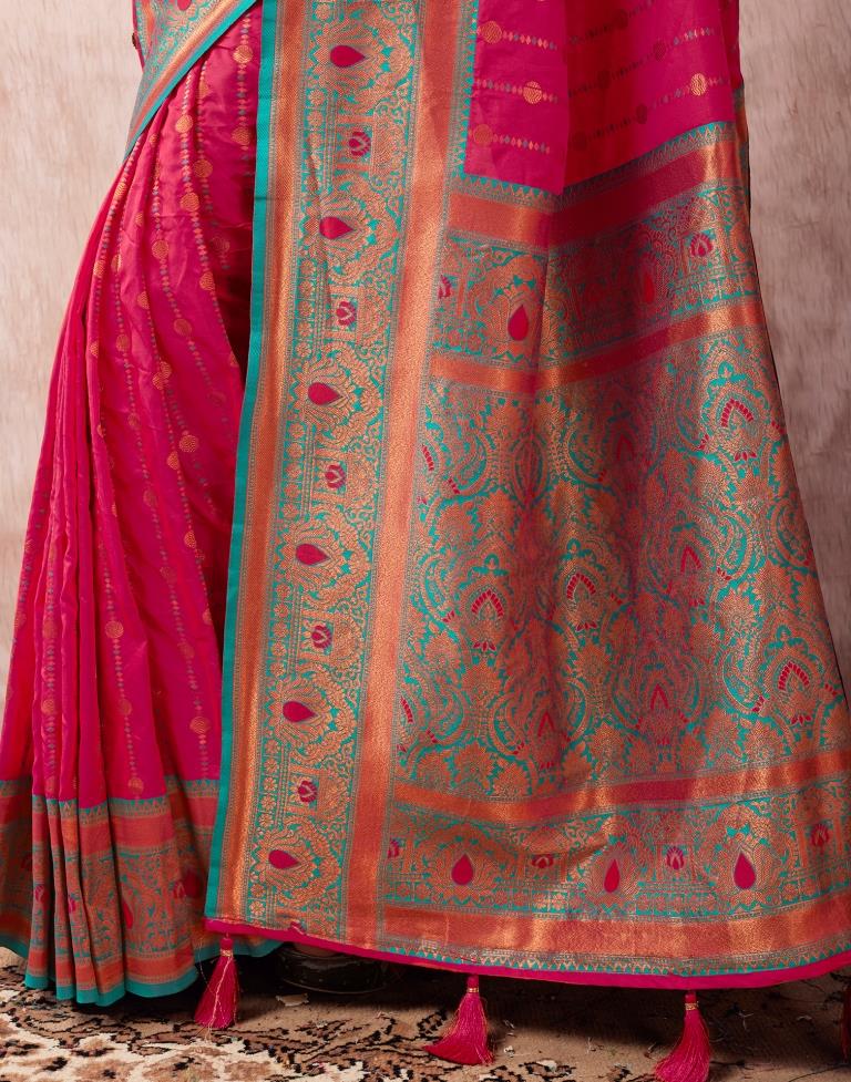 Rani Pink Silk Plain Saree
