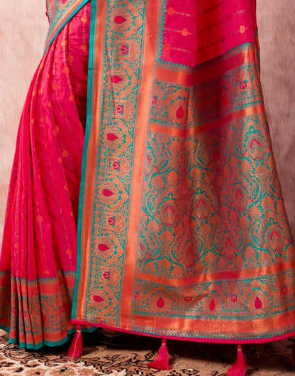 Rani Pink Silk Plain Saree