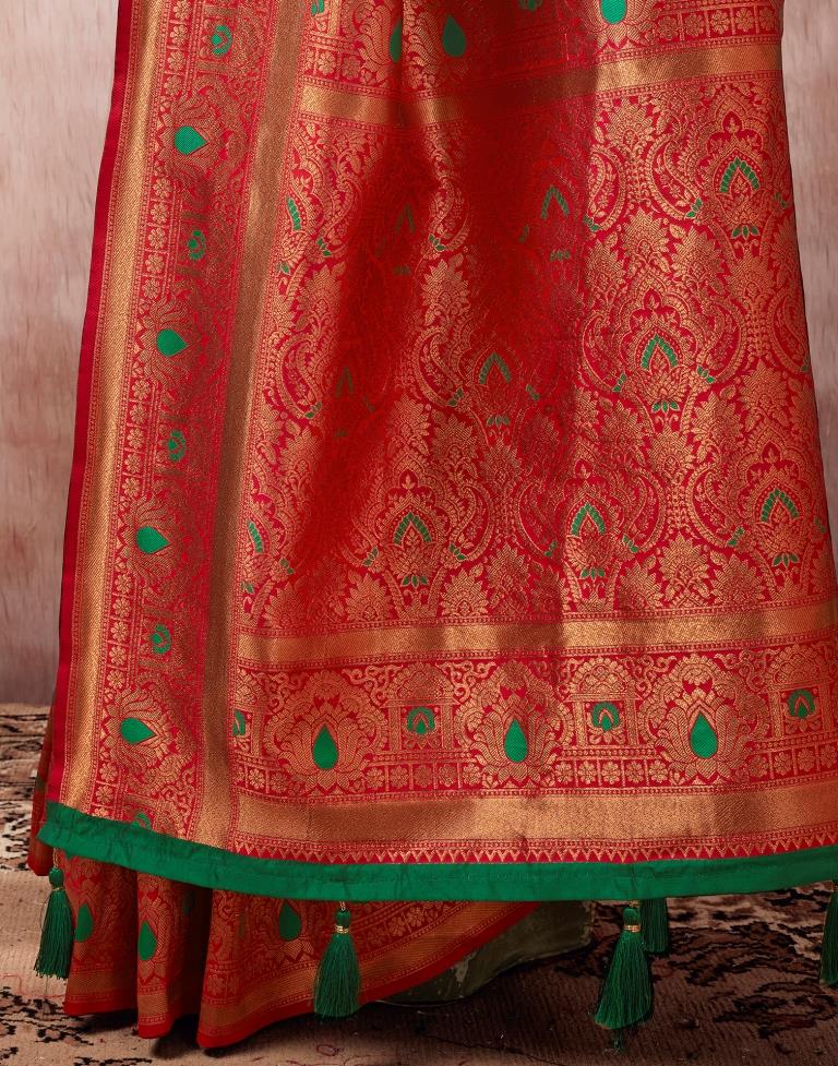 Bottle Green Silk Plain Saree