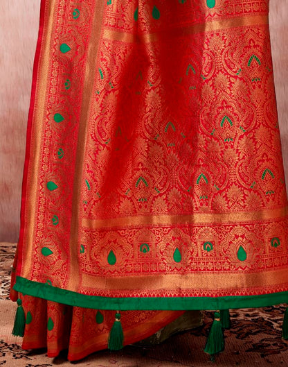 Bottle Green Silk Plain Saree