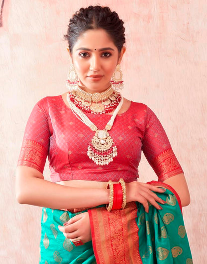 Turquoise Silk Plain Saree