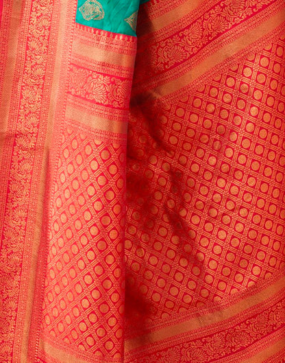 Turquoise Silk Plain Saree