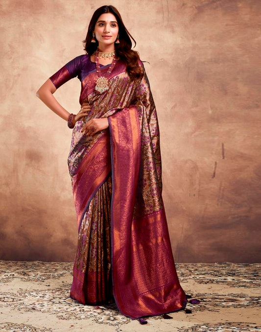 Deep Purple Silk Woven Saree