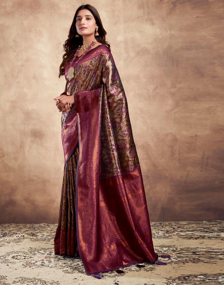 Deep Purple Silk Woven Saree