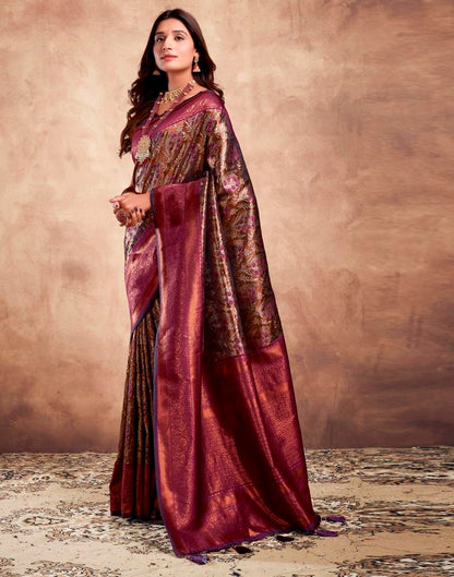 Deep Purple Silk Woven Saree