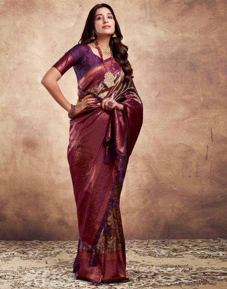 Deep Purple Silk Woven Saree