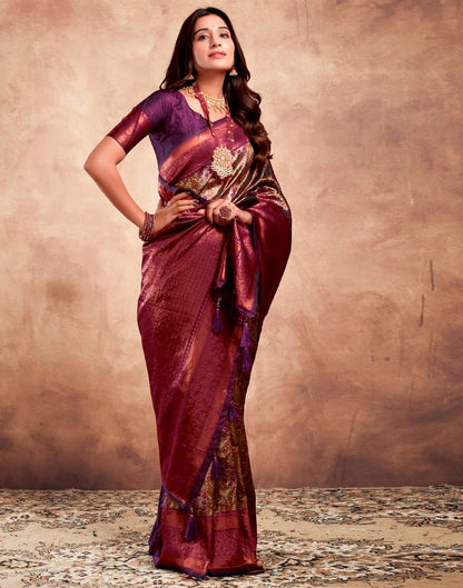 Deep Purple Silk Woven Saree