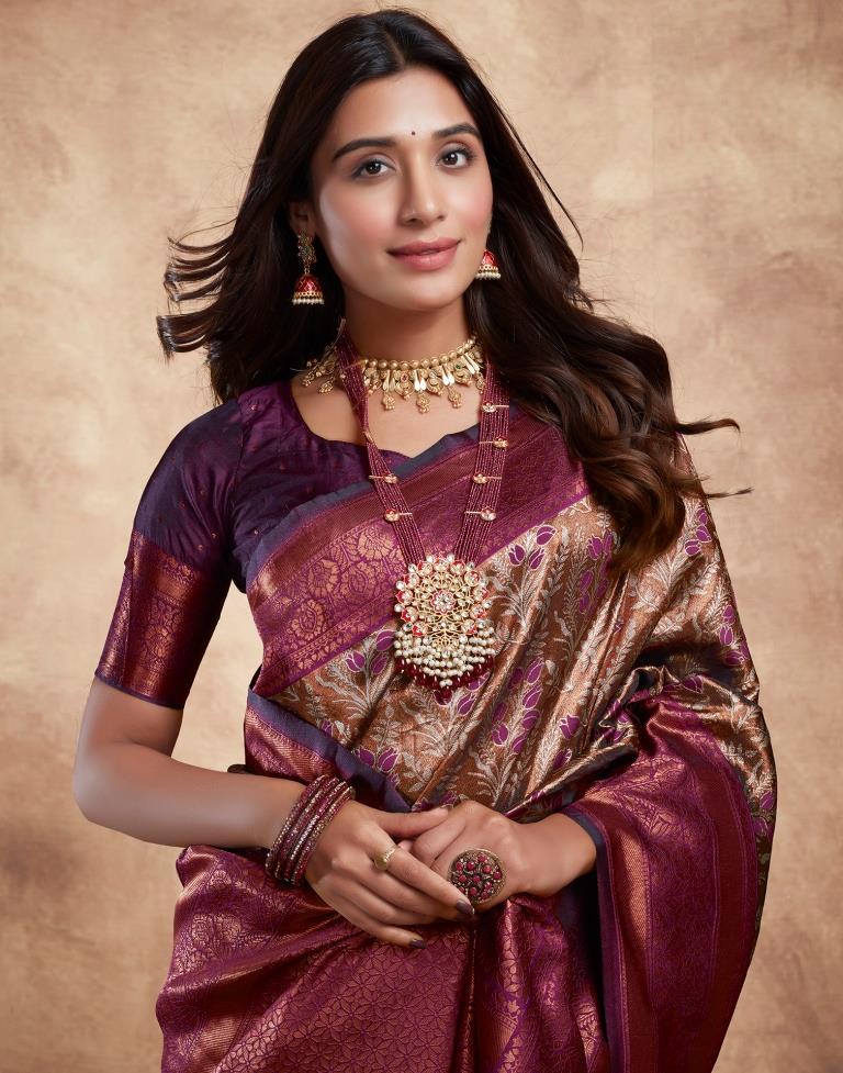 Deep Purple Silk Woven Saree