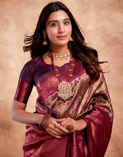 Deep Purple Silk Woven Saree