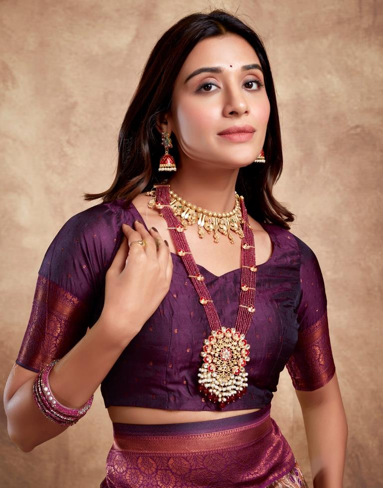 Deep Purple Silk Woven Saree