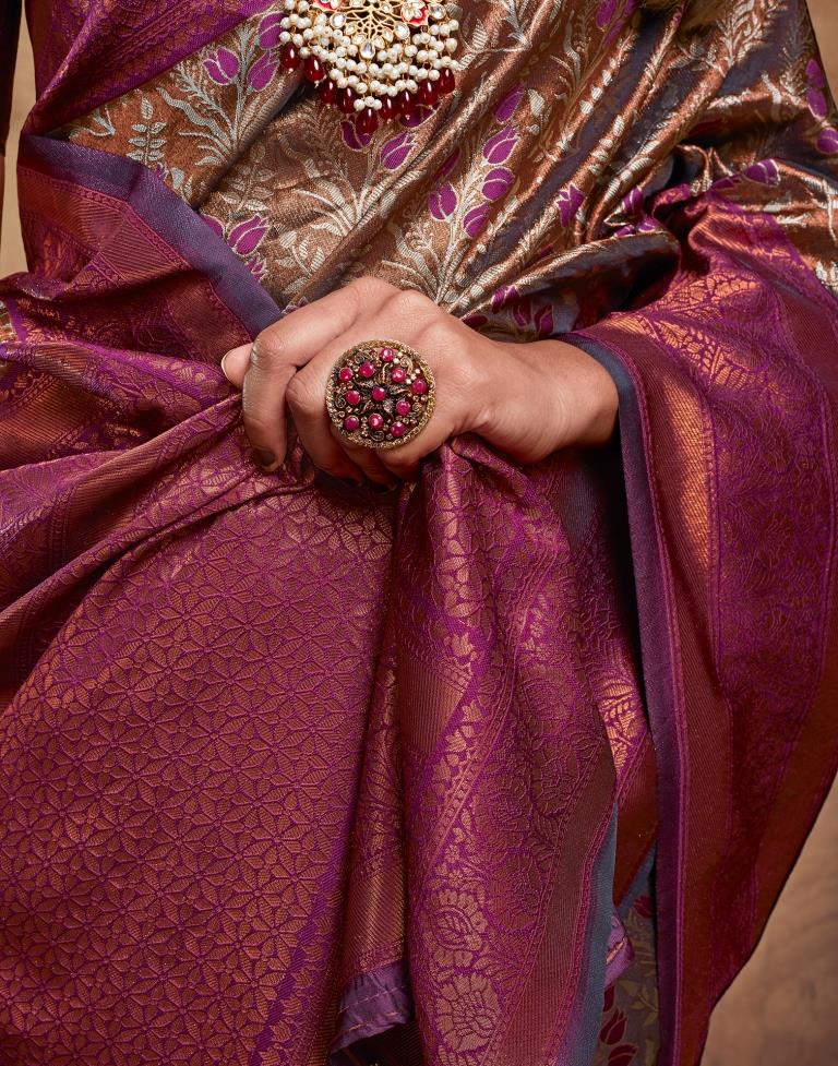 Deep Purple Silk Woven Saree