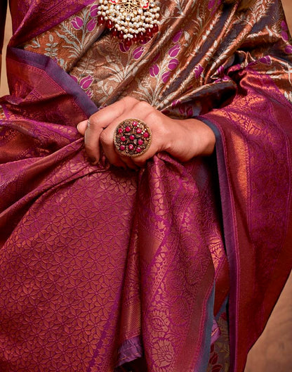 Deep Purple Silk Woven Saree