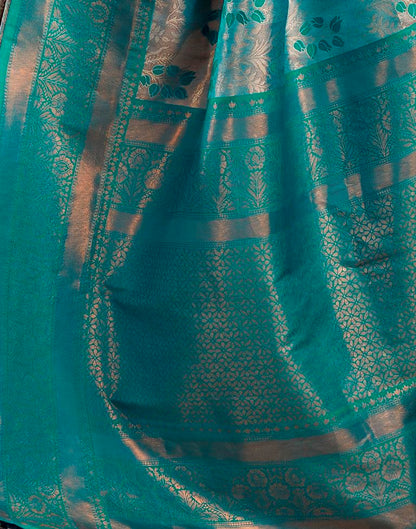 Teal Blue Silk Woven Saree