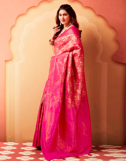 Pink Silk Woven Saree
