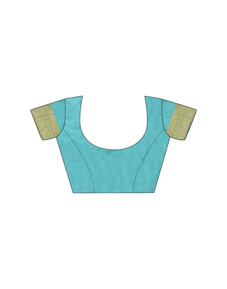 Light Turquoise Silk Woven Saree