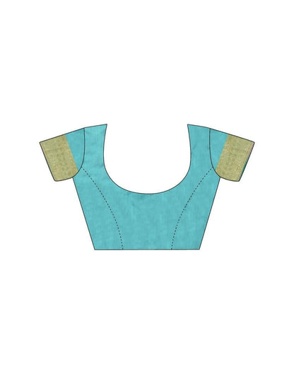 Light Turquoise Silk Woven Saree