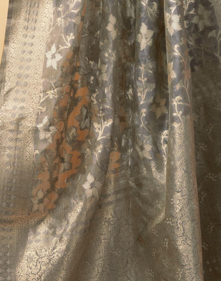 Grey Silk Woven Saree