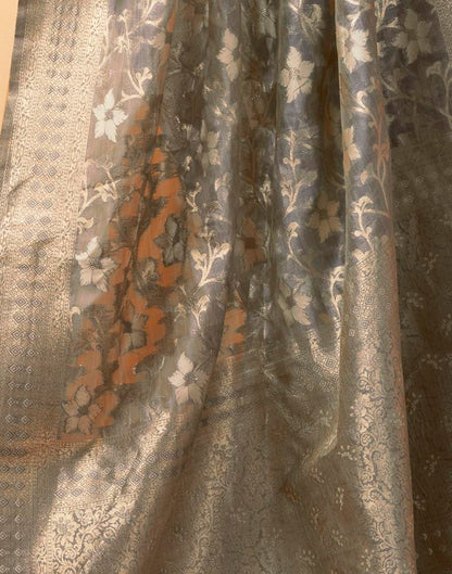 Grey Silk Woven Saree