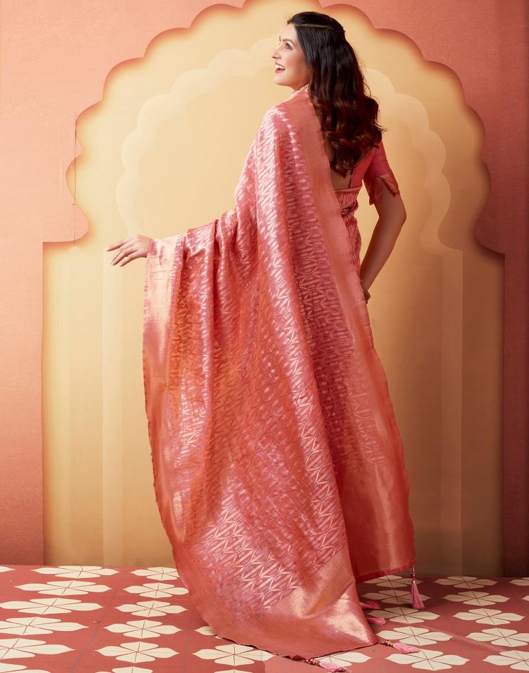 Rose Pink Silk Woven Saree