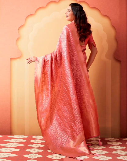 Rose Pink Silk Woven Saree