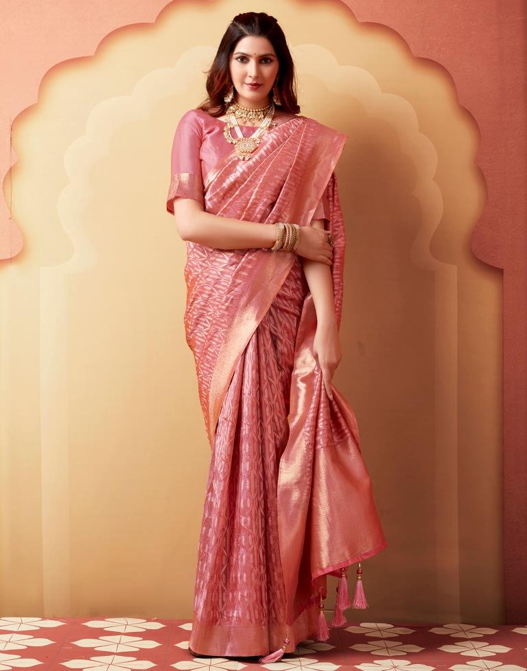 Rose Pink Silk Woven Saree
