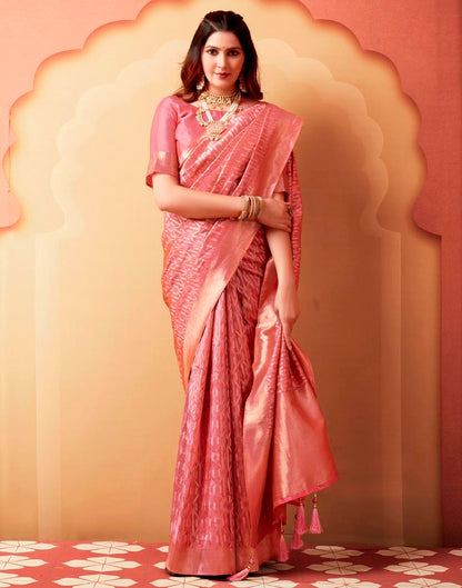 Rose Pink Silk Woven Saree