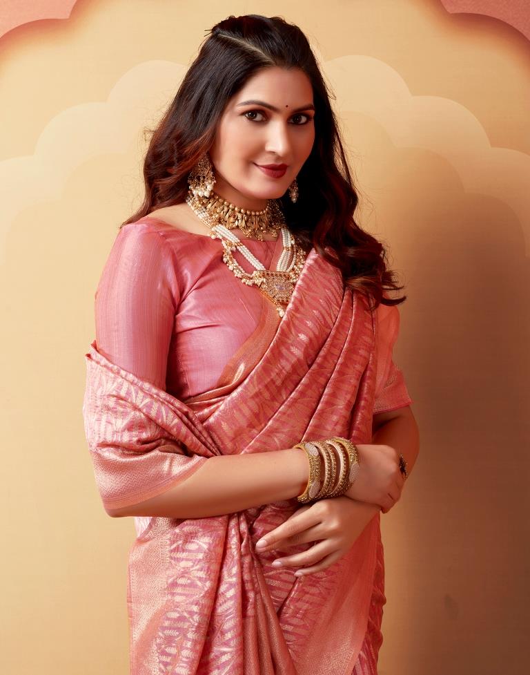 Rose Pink Silk Woven Saree