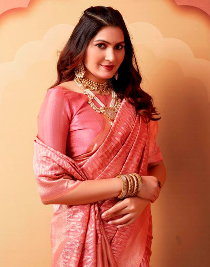 Rose Pink Silk Woven Saree