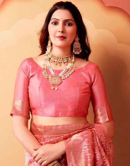 Rose Pink Silk Woven Saree