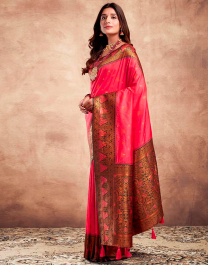 Pink Silk Plain Saree