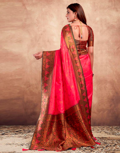 Pink Silk Plain Saree