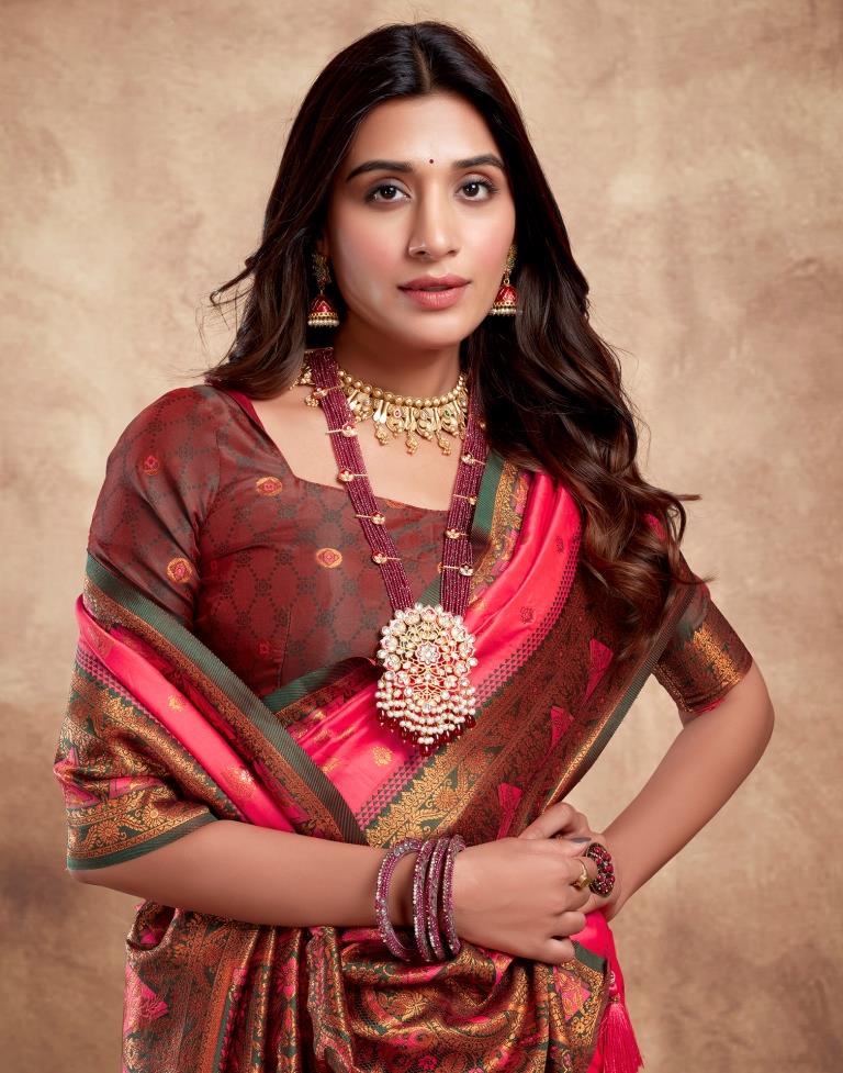 Pink Silk Plain Saree