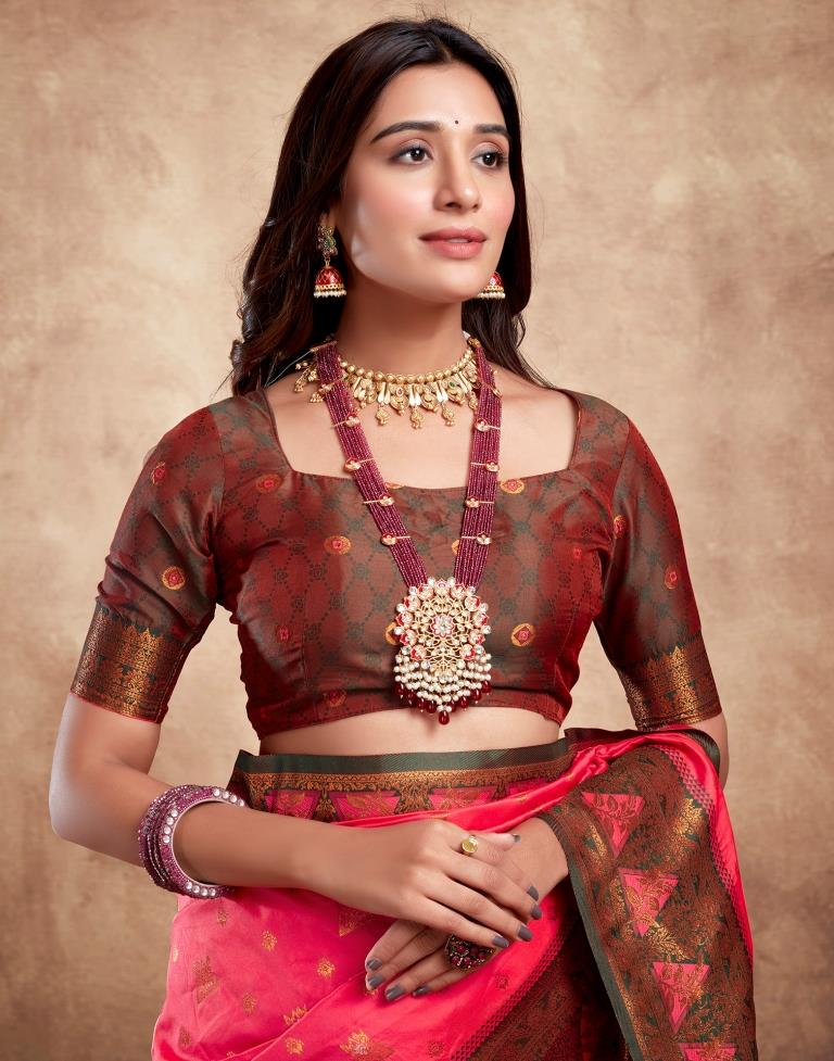 Pink Silk Plain Saree