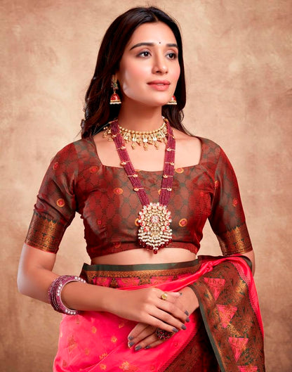 Pink Silk Plain Saree