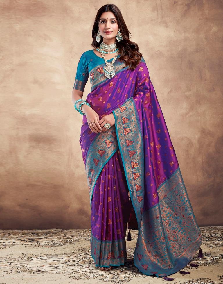 Purple Silk Plain Saree