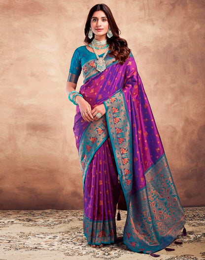 Purple Silk Plain Saree
