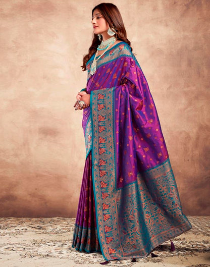 Purple Silk Plain Saree