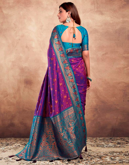 Purple Silk Plain Saree
