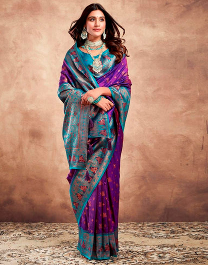 Purple Silk Plain Saree