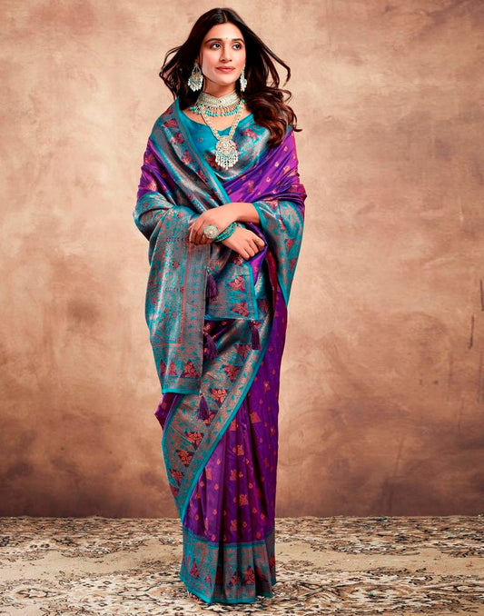 Purple Silk Plain Saree